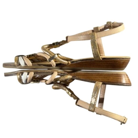 CARVELA Kurt Geiger Gold Cream Strappy Sandals Womens Leather Flats Size 7 - Picture 9 of 14